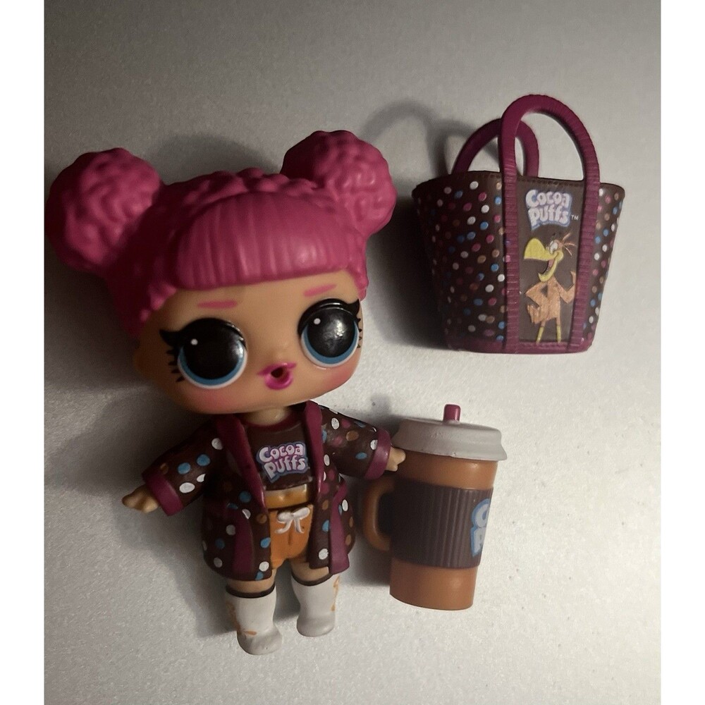 LOL Surprise Doll Mini Bites Puffs Cutie Figure Toy Cocoa Cereal Brown Pink Mask